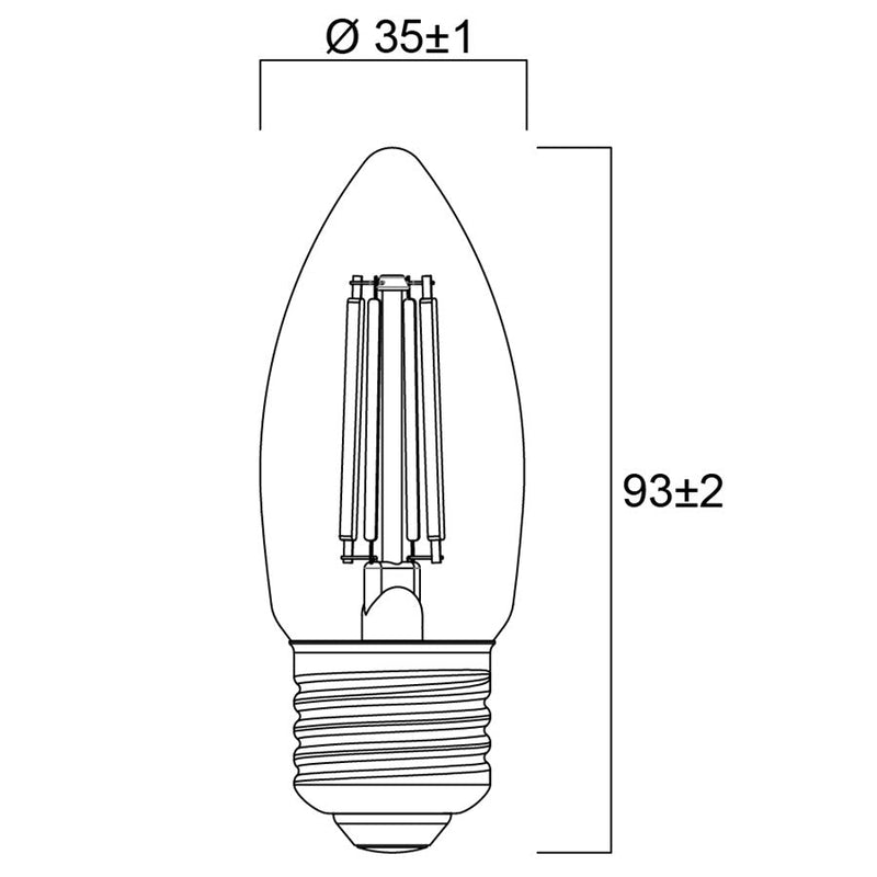 6W, 806lm, ToLEDo Retro Kynttilä, E27, 2700K, 35x93mm, Kirkas, LED lamppu Sylvania