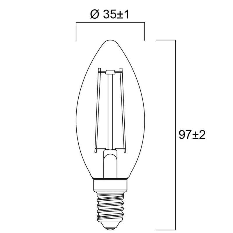2.5W, 250lm, ToLEDo Retro Kynttilä, E14, 2700K, 35x97mm, Kirkas Led lamppu Sylvania