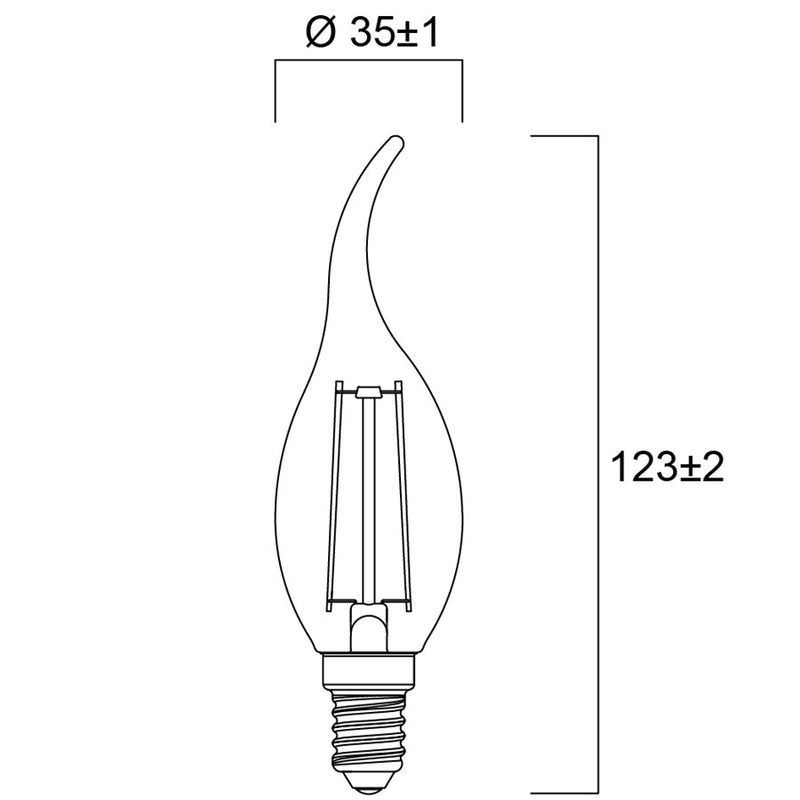 2.5W, 250lm, ToLEDo Retro Candle, E14, 2700K, 35x123mm, Flame Tip LED Lamp Sylvania