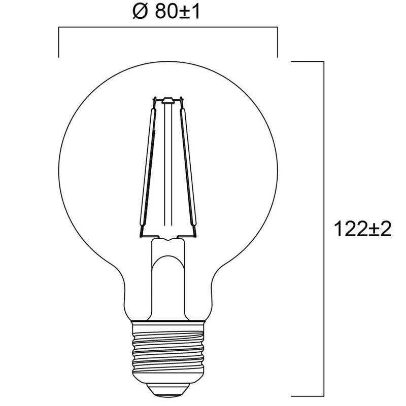 6W, 640lm, ToLEDo Retro Globe G80, E27, 2700K, 80x122mm, LED-Lampe Sylvania