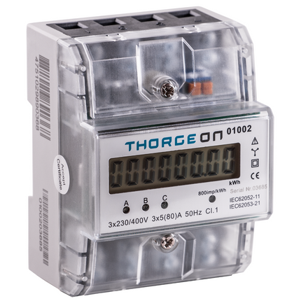 3-vaihe DIN kiskoon asennettava energiamittari 80A Thorgeon