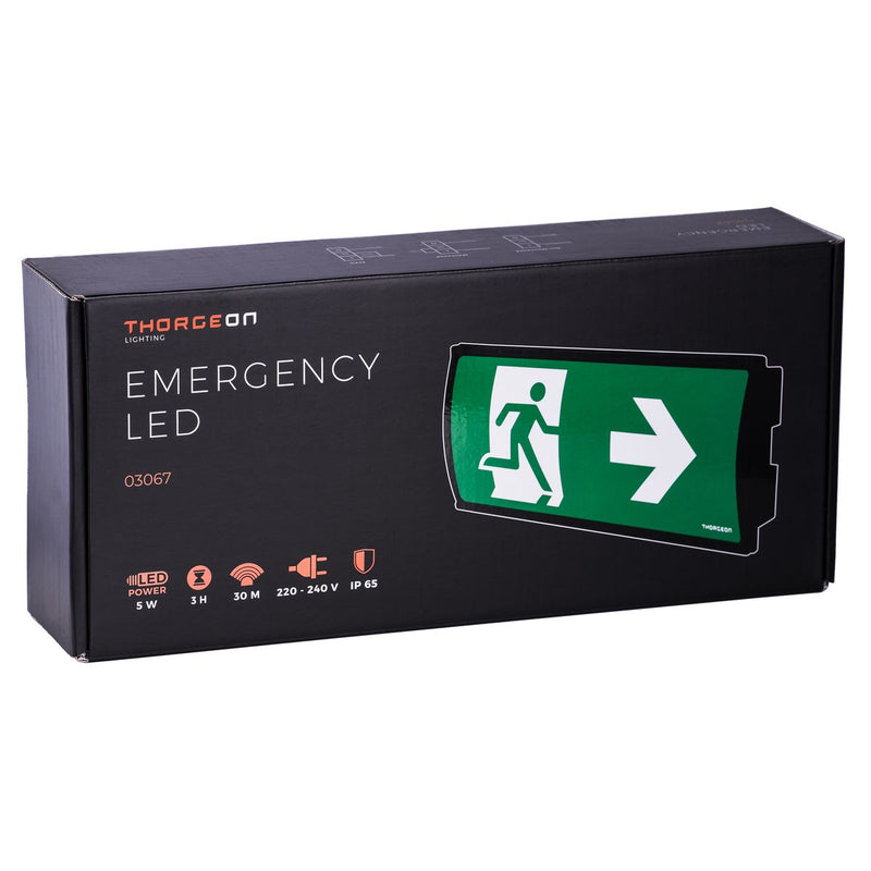 5W, 50lm, Emergency LED, IP65, IK08, 3h-akulla, Musta LED Turvavalo Thorgeon