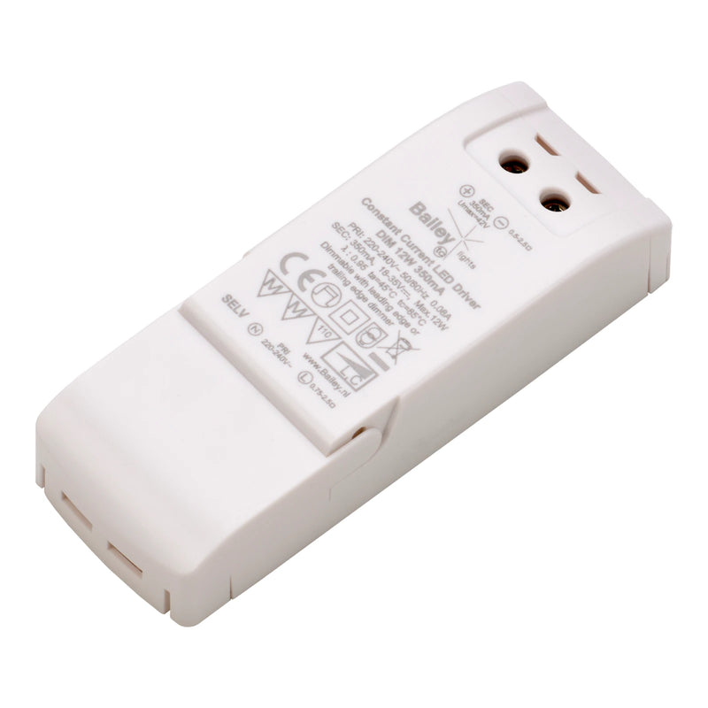 LED-liitäntälaite 12W 18–35V 350mA TRIAC-himmennettävä – 109x40x22 mm vakiovirta