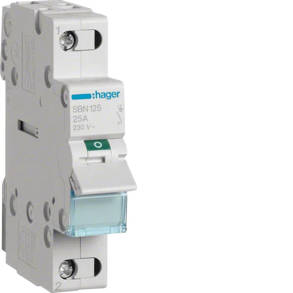 Hager 1P 25A Switch – kuormakytkin indikaattorivalolla