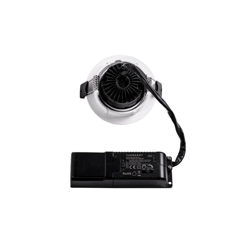 10W, 800lm, LED Downlight, DIM, CCT, 40°, IP44, IK04, 3000K/4000K/5700K, 83-88mm, White LED Downlight Thorgeon