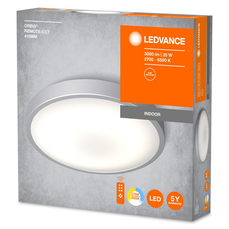 25 W, 1800 lm, Orbis Remote-CCT Round, 2700…6500 K, IP20, IK03, 80x410 mm, Osram LED-Deckenleuchte