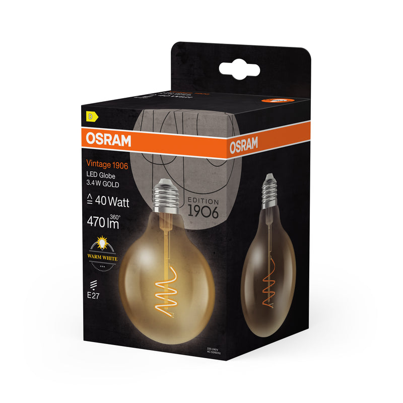 Osram Vintage 1906 Globe Gold E27 3,4 W – spiraalifilamentti, 470 lm