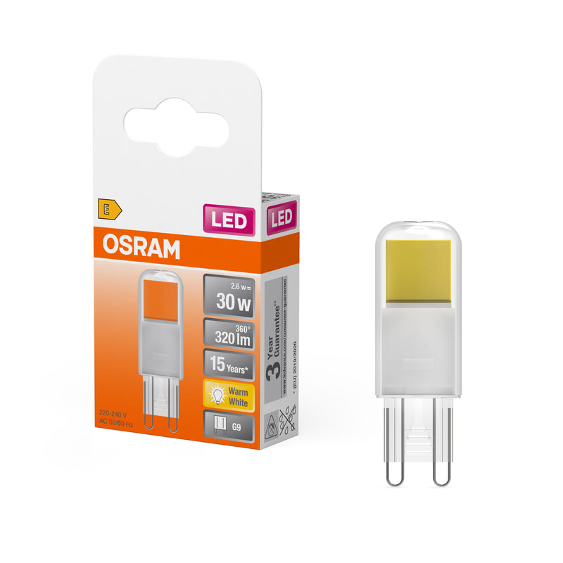2.6W, 320lm, LED PIN 30 320° Clear, G9, 2700K, 17x52mm, LED Lamppu Osram