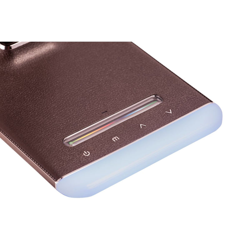 7W, 350lm, LED-Tischleuchte, 2800K/6000K, DIM, Laden via USB 5V 2.1A, RGB-Licht, Lederbraune LED-Tischleuchte Thorgeon