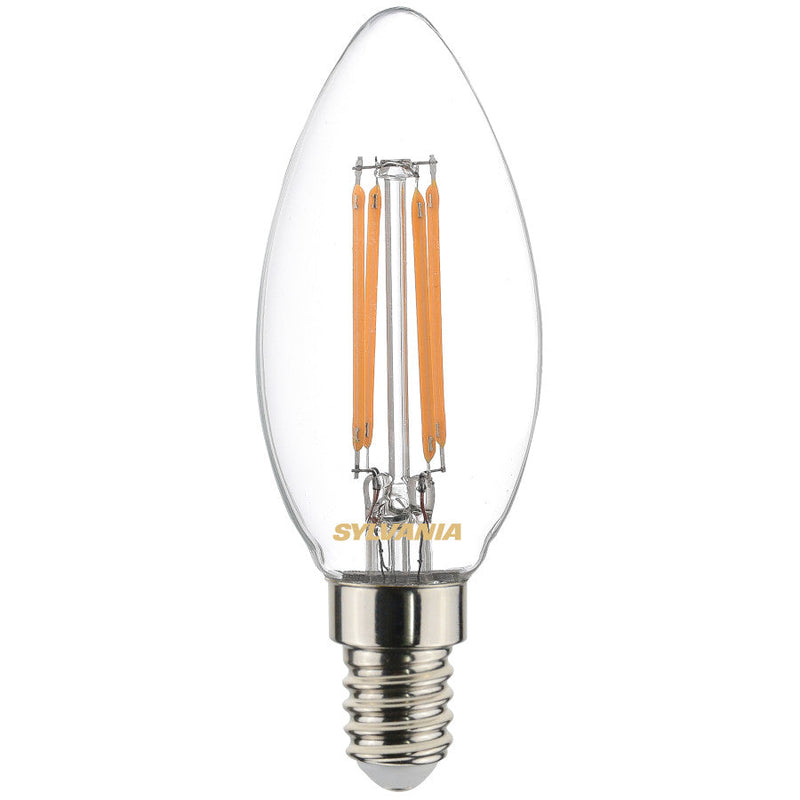 6W, 806lm, ToLEDo Retro Candle, E14, 2700K, 35x97mm, Clear LED lamp Sylvania
