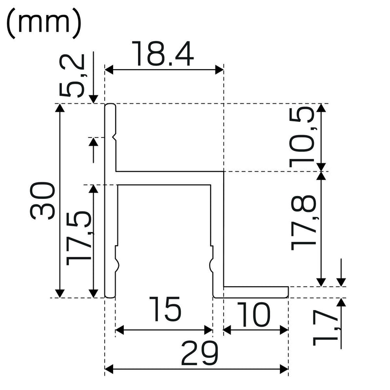 Verdecktes Aluminiumprofil für LED-Streifen 2 m Hidealite