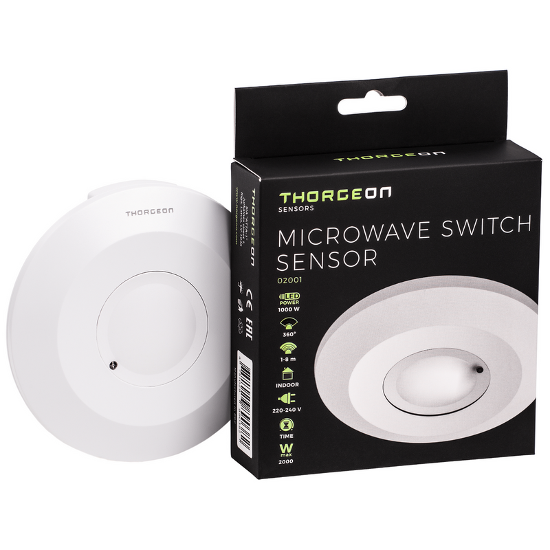 Microwave motion sensor 8m MAX 2000W IP20 Thorgeon