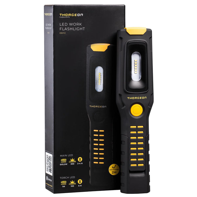 6x0,5 W, 1 W, 300 lm + 100 lm, LED-Arbeitsleuchte, 2200 mAh, Thorgeon LED-Taschenlampe