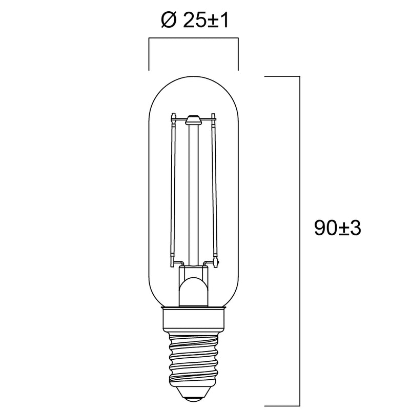 2.5W, 250lm, ToLEDo Retro T25, E14, 2700K, 25x90mm, Led lamppu Sylvania