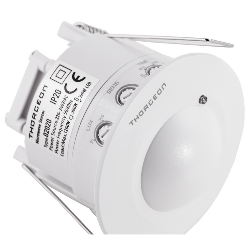 Recessed Microwave Motion Sensor 6m MAX 1200W IP20 Thorgeon