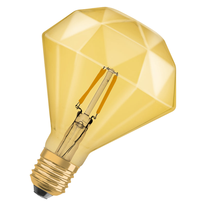 4W, 470lm, Vintage 1906 Edison Filament Diamond GOLD, 2400K, E27, 110x142mm, Osram LED Decorative Lamp