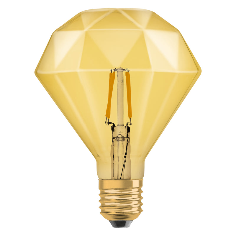4W, 470lm, Vintage 1906 Edison Filament Diamond GOLD, 2400K, E27, 110x142mm, Osram LED Decorative Lamp