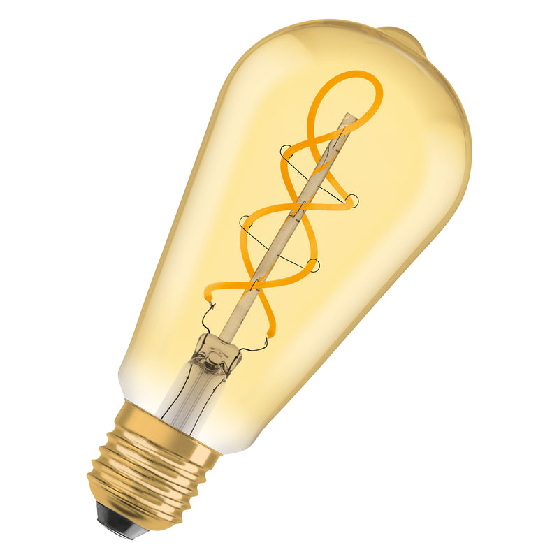 4W, 300lm, Vintage 1906 Edison Filament GOLD, E27, 2000K, 64x143mm, LED Sisustuslamppu Osram