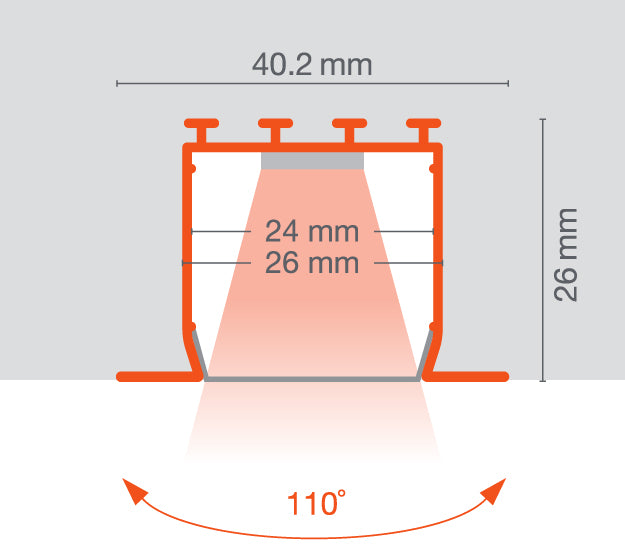 Ledvance LED-Streifen-Aluminiumprofil LS AY-PW02 breit – für 14-mm-Streifen, 1 m/2 m
