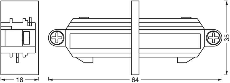 Tracklight Linear Connector, 35x64mm, 2 osainen Kiskoliitin Osram