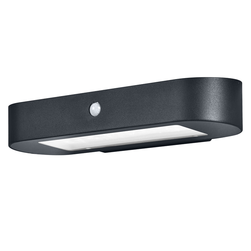 6W, 540lm, Endura Style Solar Oval Wall Sensor BLACK, IP44, 125x340mm, LED Outdoor wall light with solar cell Osram
