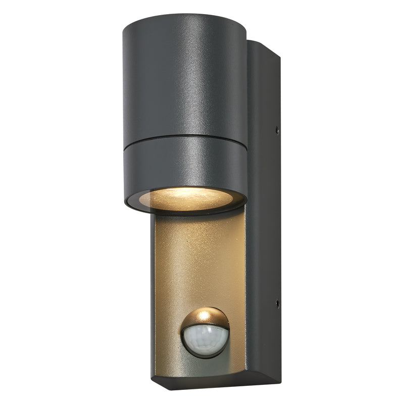 Endura Classic Isidor Wall Sensor DARK GRAY, GU10, IP65, IK05, Ulkoseinävalaisinrunko liike- ja päivänvalotunnistimella Osram