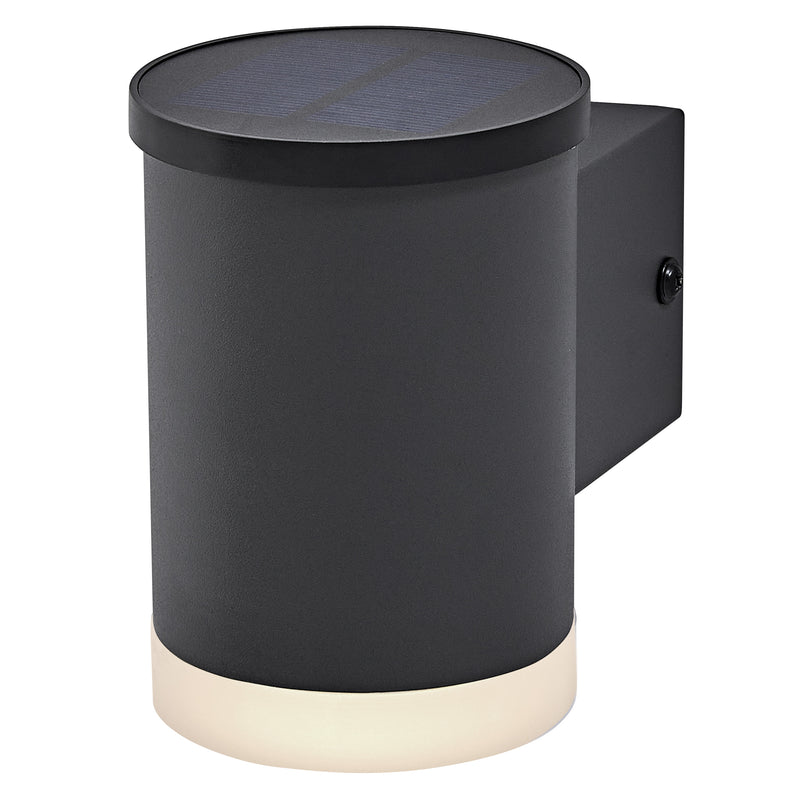 0.5W, 50lm, Endura Style Solar Wall Oxford DARK GRAY, 3000K, IP44, IK03, LED Outdoor Wall Luminaire with Solar Panel Osram