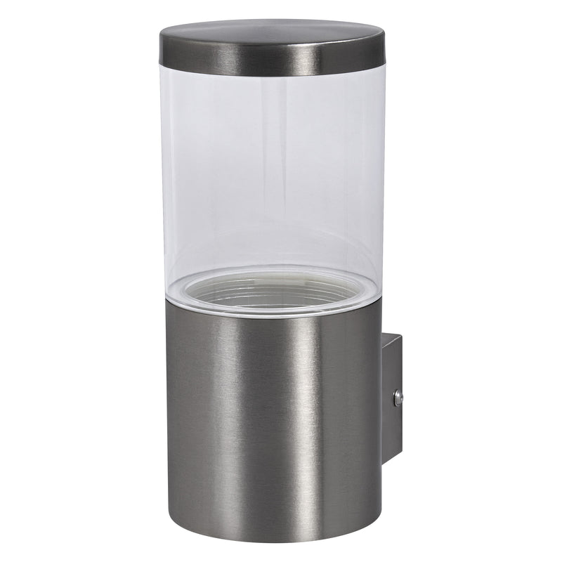 Endura Classic Ebro Wandleuchte Edelstahl, E27, IP44, IK03, Außenwandleuchtengehäuse Osram