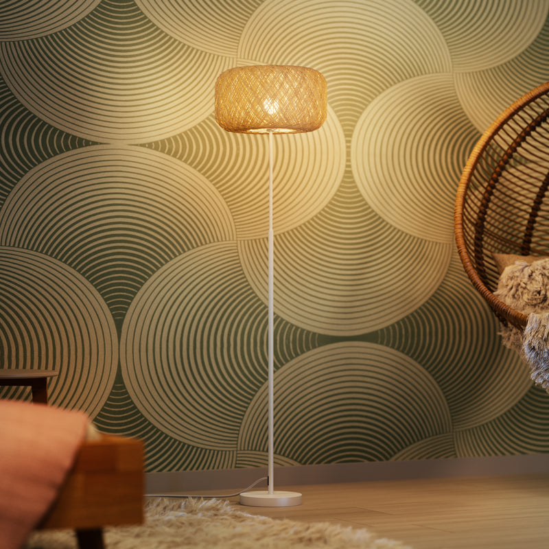Dekorpapier-Stehleuchte BEIGE, E27, IP20, IK03, 400x1640mm, Dekorative Stehleuchte Osram