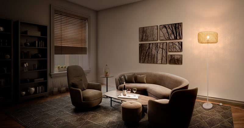 Dekorpapier-Stehleuchte BEIGE, E27, IP20, IK03, 400x1640mm, Dekorative Stehleuchte Osram