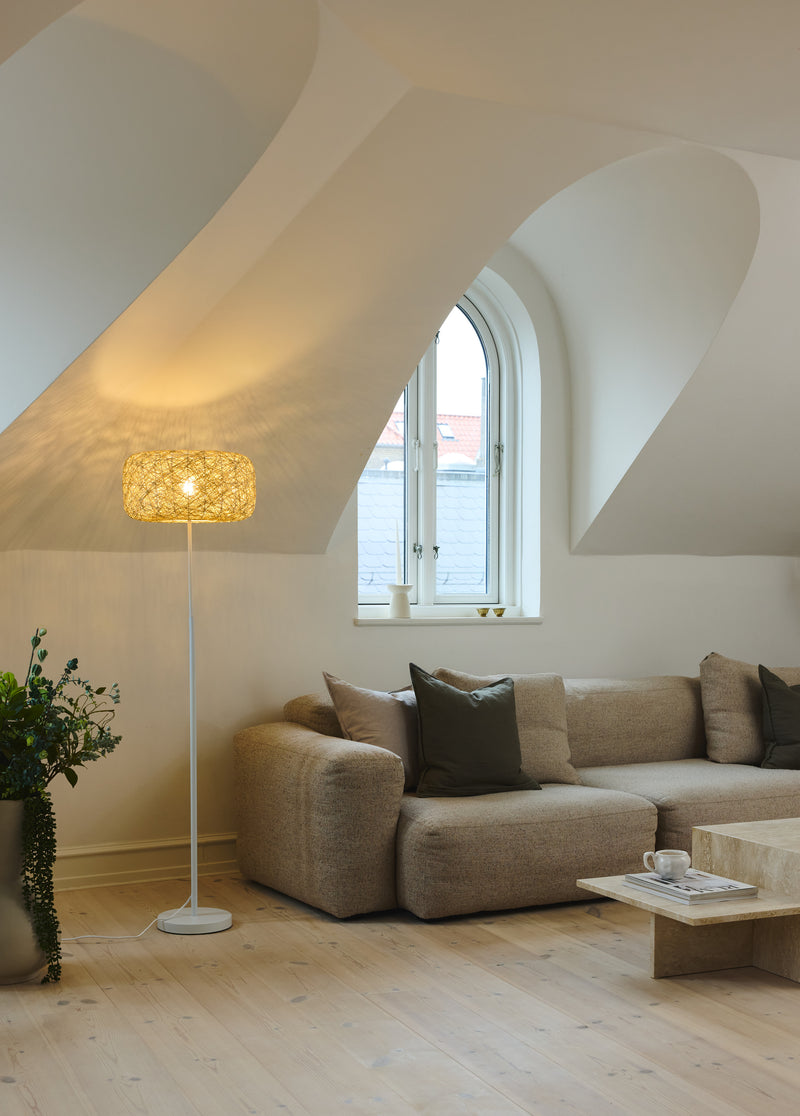 Dekorpapier-Stehleuchte BEIGE, E27, IP20, IK03, 400x1640mm, Dekorative Stehleuchte Osram
