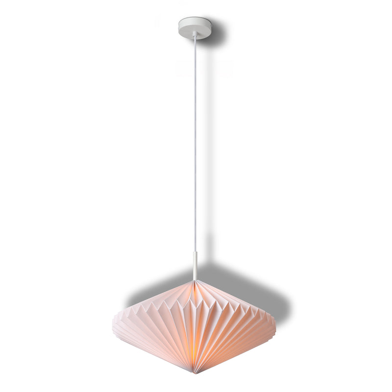 Deko-Papierlaterne Diamant-Pendelleuchte WEISS, E27, IP20, 450x1400mm, Dekorative Deckenleuchte Osram