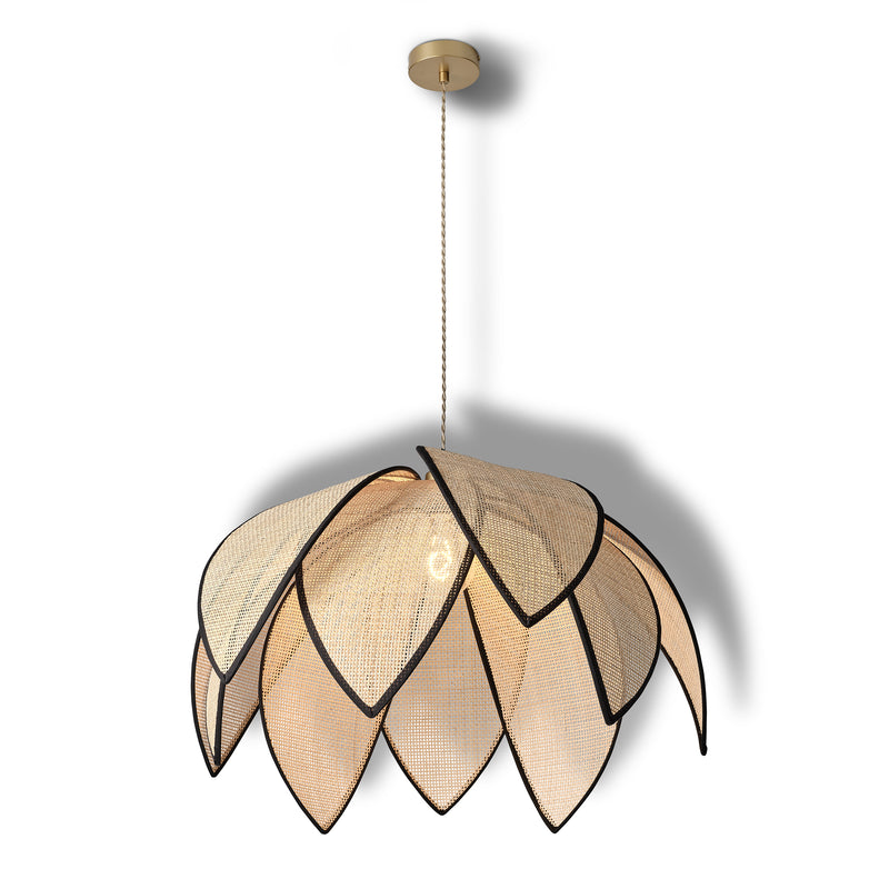 Dekorative Rattan-Lotus-Pendelleuchte BEIGE, E27, IP20, 670x1465mm, Dekorative Deckenleuchte Osram
