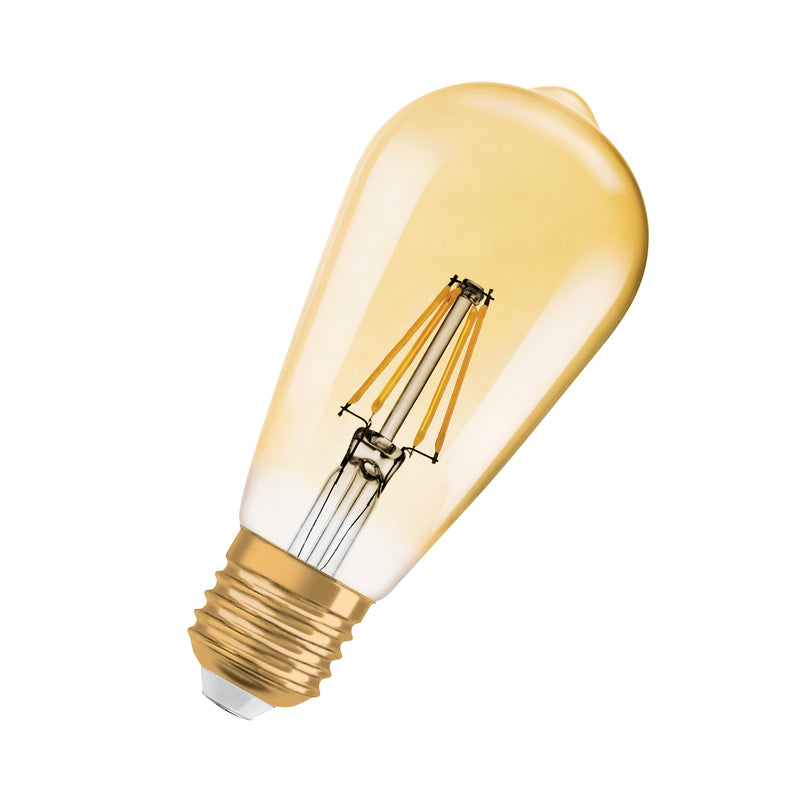 6.5W, 725lm, Vintage 1906 Classic Edison Filament GOLD DIM, E27, 2400K, 64x143mm, LED Sisustuslamppu Osram