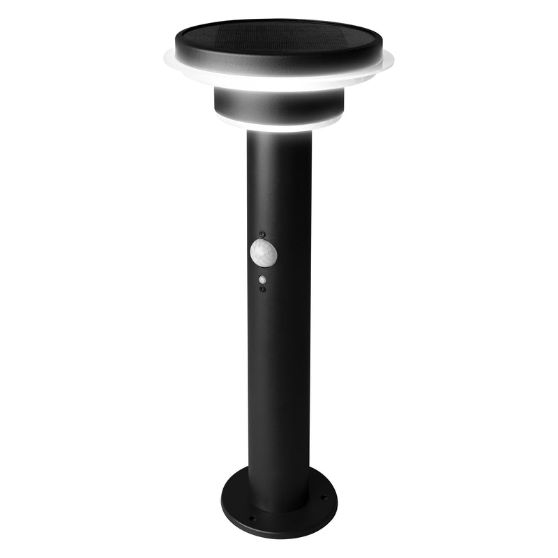6W, 400lm, Endura Style Solar Post Sensor Double Circle BLACK, 3000K, IP44, IK03, 178x400mm, LED Outdoor light with solar cell Osram