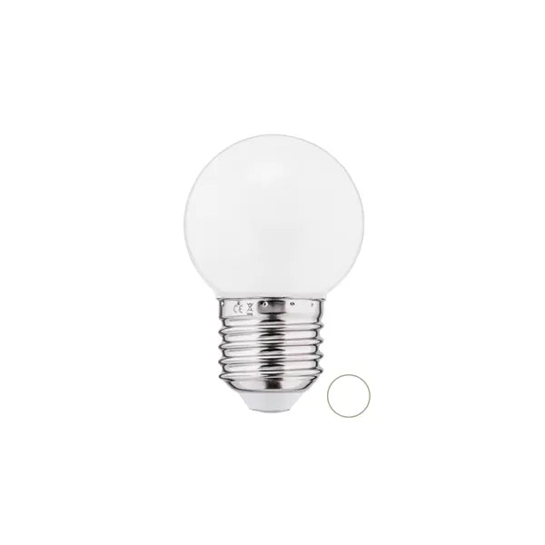 Thorgeon LED-lamppu G45 E27 240V 1W 58lm 6500K IP45 matta – Ø45x70mm pieni pallo