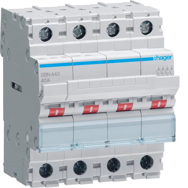 Hager 4-napainen pääkytkin 40 A, 400 V, IP20