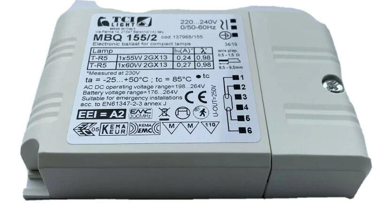 TCI LIGHT MBQ 155/2 220-240V 1x55-60W 2GX13 Elektroninen liitäntälaite
