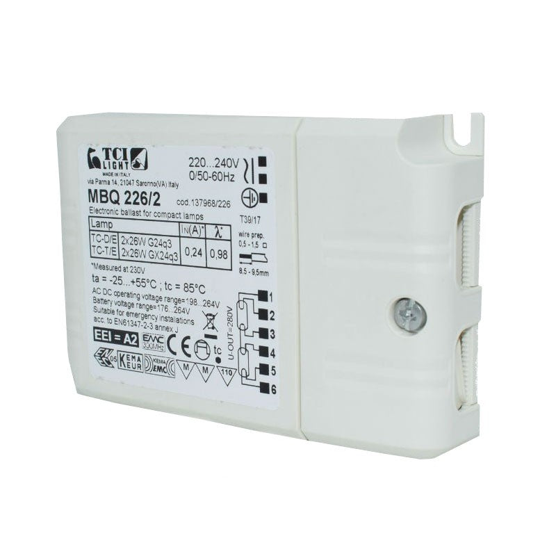 TCI LIGHT MBQ 226/2 220-240V 2x26W G24q-3/GX24q-3 Elektroninen liitäntälaite