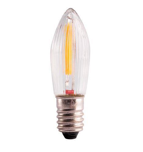 8-55V, 0.2W, 12lm, Clear Ribbed, E10, 2100K, 13x46mm, 3kpl Led lamppuja kynttelikköön Thorgeon