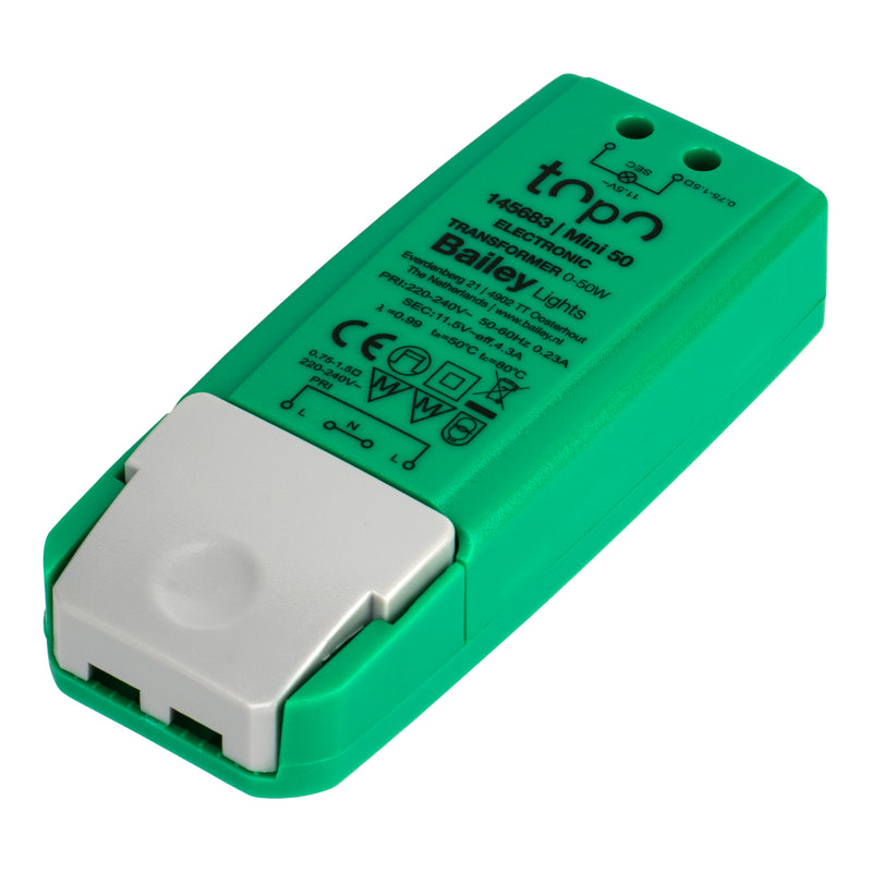 12V AC, 0-50W / LED 0-30W, 109x42x25mm Himmenninmuuntaja