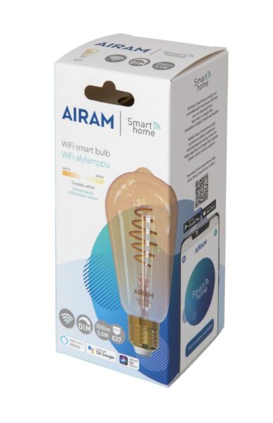 4.9W, 1800K-3000K, SmartHome, E27, ST64, 350lm, 64x142mm, WiFi-Älylamppu Airam