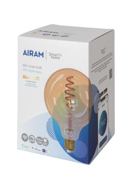 4.9W, 1800K-3000K, SmartHome, E27, G125, 350lm, 125x172mm, WiFi Smart Lamp Airam