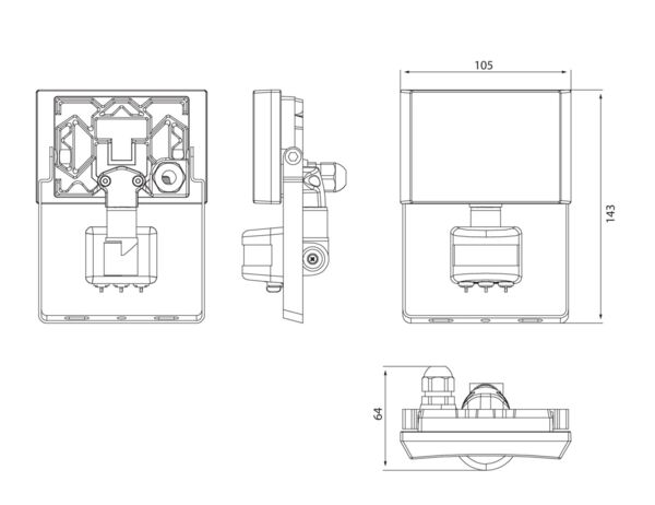 10W, 800lm, AirFlood IP44, 4000K, IK08, PIR LED Valonheitin Airam
