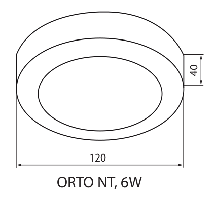 6 W, 480 lm, Orto NT IP20, 120 mm, LED-Downlight