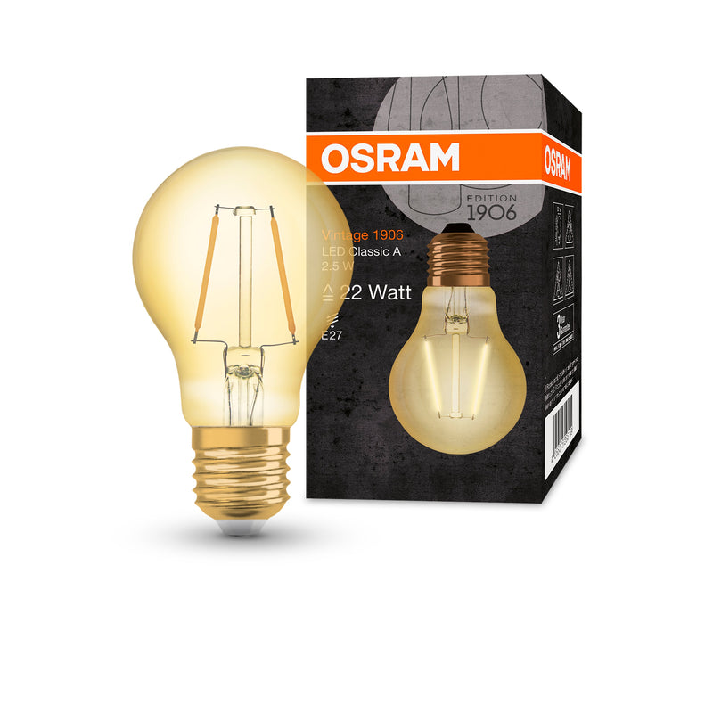 2.5W, 220lm, Vintage 1906 GOLD, E27, 2400K, 60x105mm, LED Sisustuslamppu Osram